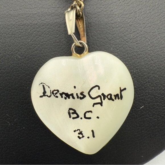 Artisan Handpainted Moonstone Heart Pendant Necklace - Picture 5 of 9